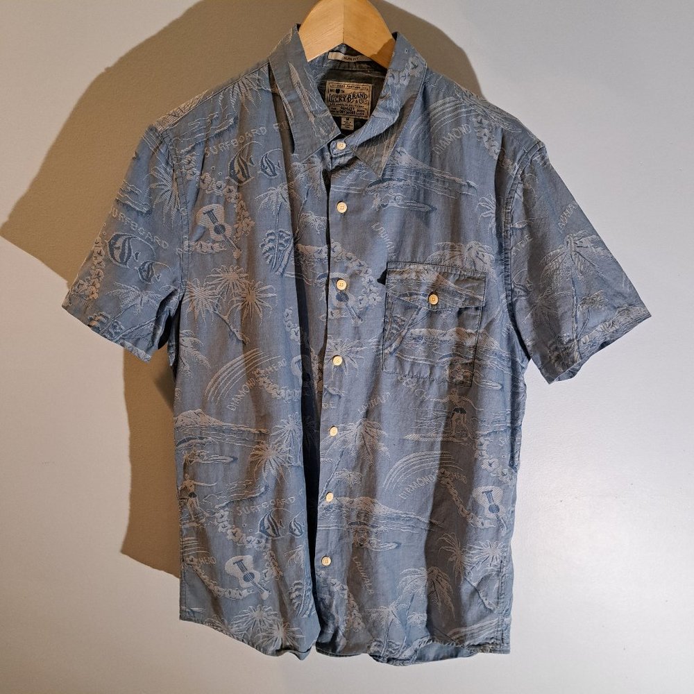Lucky Brand Slim Fit men's medium short sleeve button down Hawaiian shirt